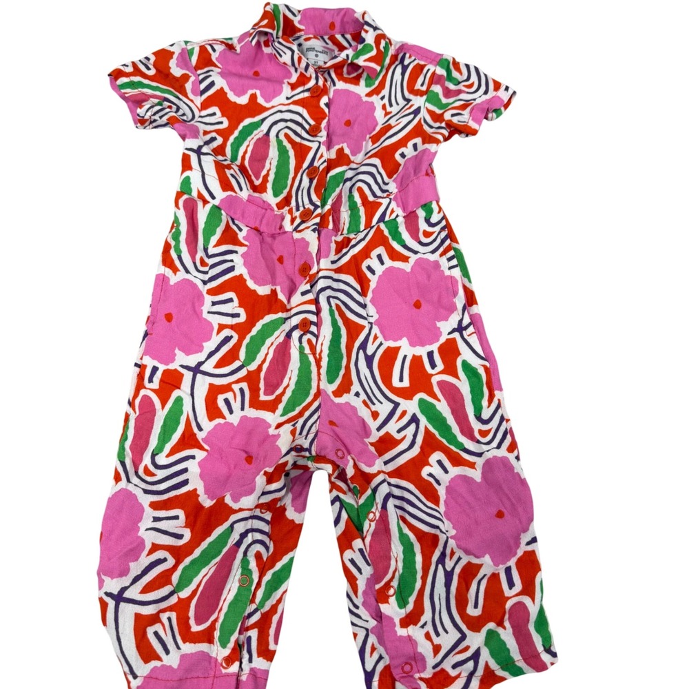 Diane von Furstenberg Target Toddler Girls Floral Jumpsuit Pink Orange 2T Romper